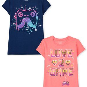 The Childrens Place Girls Gaming Graphic Tee Short Sleeve 2 pack S (5/6) NWT